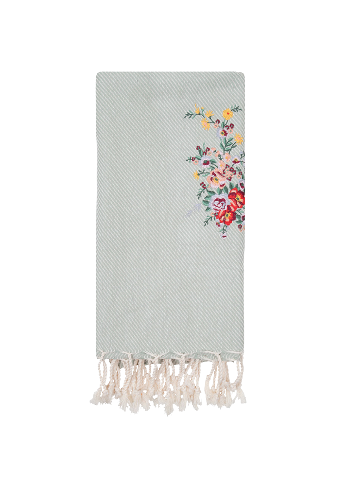 Le Voyage Hand-loomed Throw |  The Flower in Sea Green